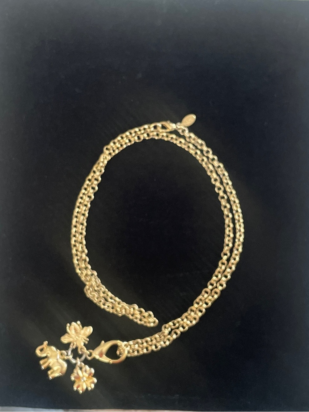 VINTAGE JOAN RIVERS Charm Chain Necklace Flower, Elephant and Bee Charms!